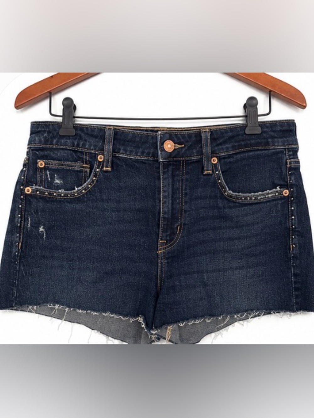 American Eagle Distressed Denim Shorts Women's Size 8 Dark Wash Stretch